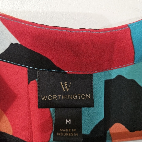 Worthington Animal Print Vibrant Multicolor Sleeveless Blouse! - Picture 3 of 6